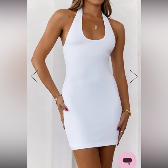 NWT HELLO MOLLY BASE GOING VIRAL HALTER MINI DRESS WHITE - Picture 2 of 7